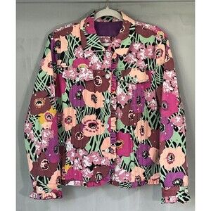 Women’s Sequin Floral Embellished‎ Jacket By Redd Pink Size 10 Vintage